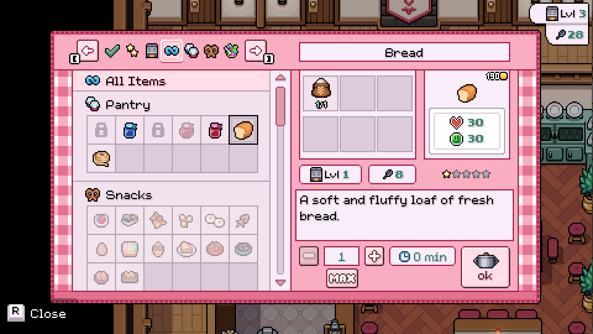 The cooking interface open to a bread recipe in a kitchen.